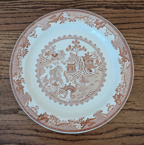 Vintage Brown Transferware Ironstone Shenango Dinner Plates - 11" (Each)