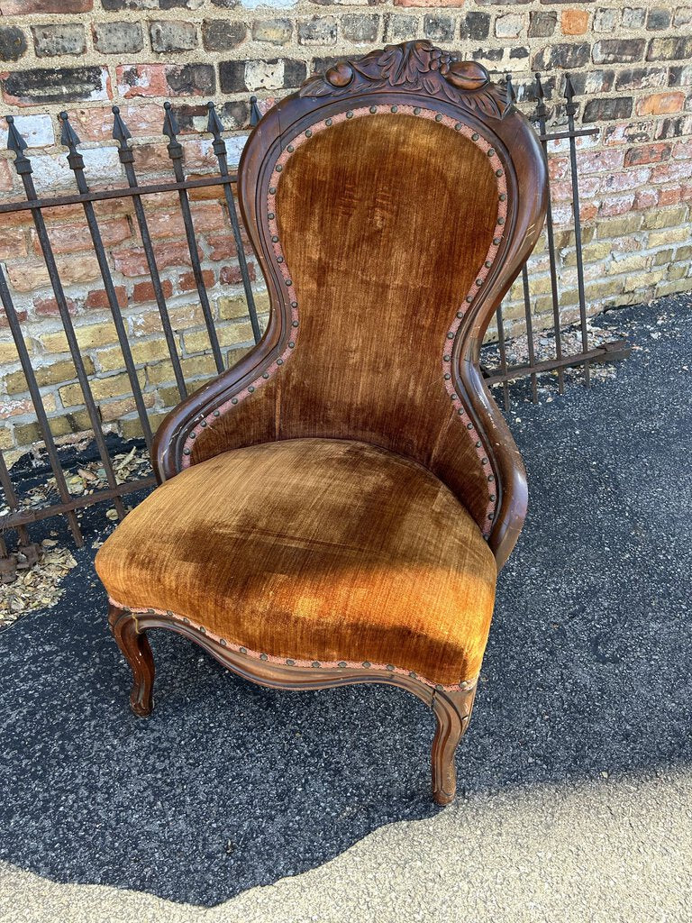 Antique Burnt Orange Velvet chair