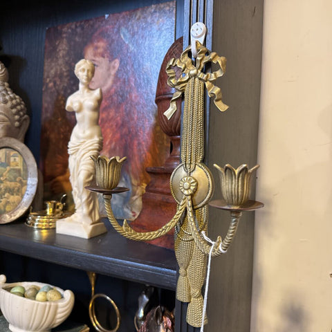 Hollywood Regency brass candle sconce set
