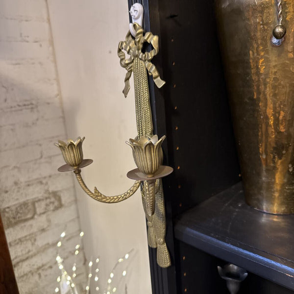 Hollywood Regency brass candle sconce set
