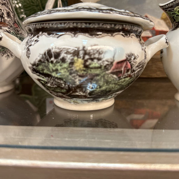 Johnson Bros Friendly Village Covered Sugar Bowl And Creamer