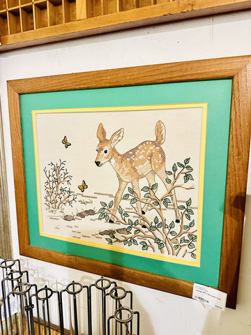 Vintage deer cross stitch 17x20