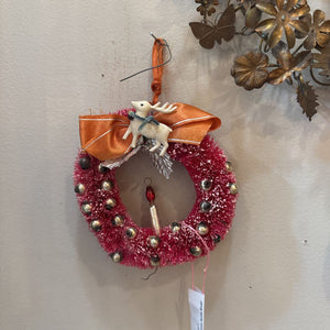 Antique Christmas Bottle Brush Wreath