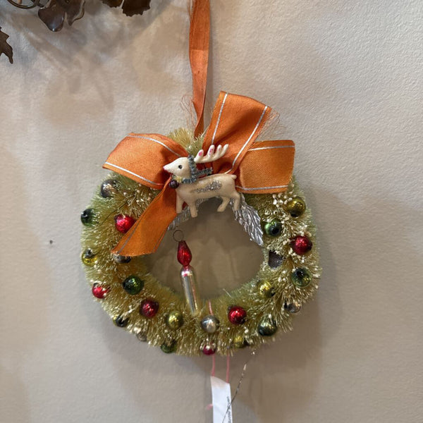 Antique Christmas Bottle Brush Wreath