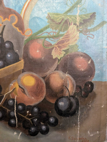 1903 oil on canvas fruit still life 19.5x16