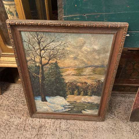 Winter Scene Oil on Canvas Framed