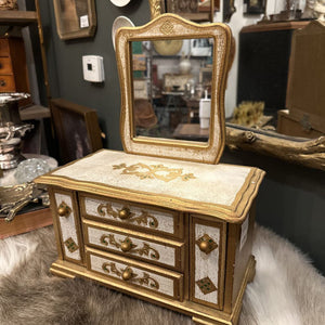 FLORENTINE WIND UP JEWELRY BOX WITH MIRROR