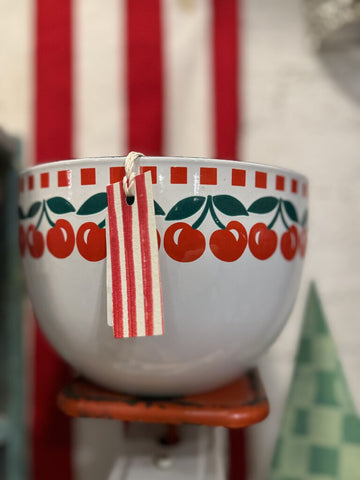 Arabia red cherries enamel bowl by Kay Franck Finland