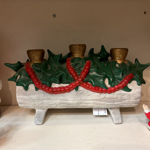 Vintage Atlantic Mold Yule Log Candle Holder