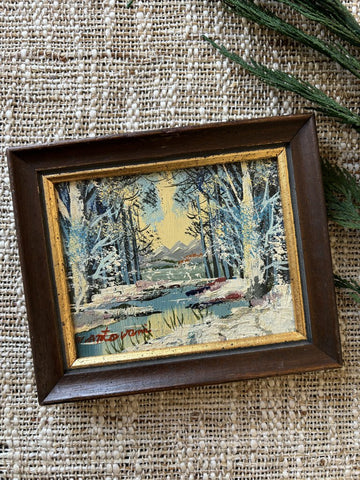 Vintage Framed Winter Painting