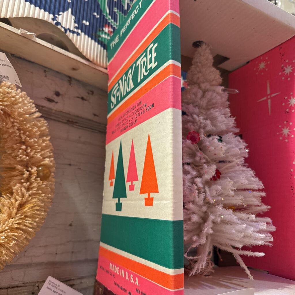 White flocked bottle brush tree Warehouse 55 Aurora