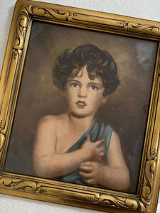 Antique Framed Repo Painting of St John The Baptist Child