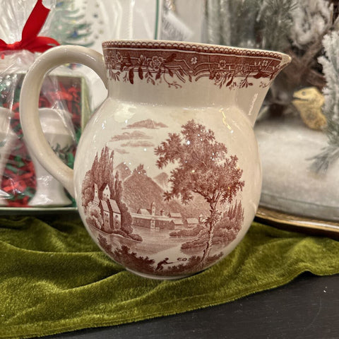 ANTIQUE BROWN TRANSFERWARE PITCHER