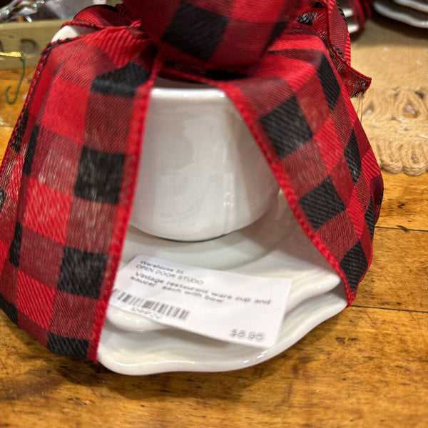 Vintage restaurant ware cup and saucer and small plate red cliff ironstone each with bow