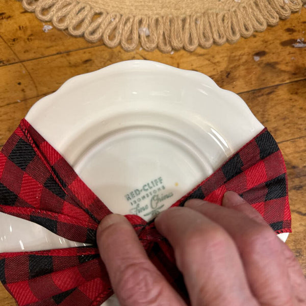 Vintage restaurant ware cup and saucer and small plate red cliff ironstone each with bow