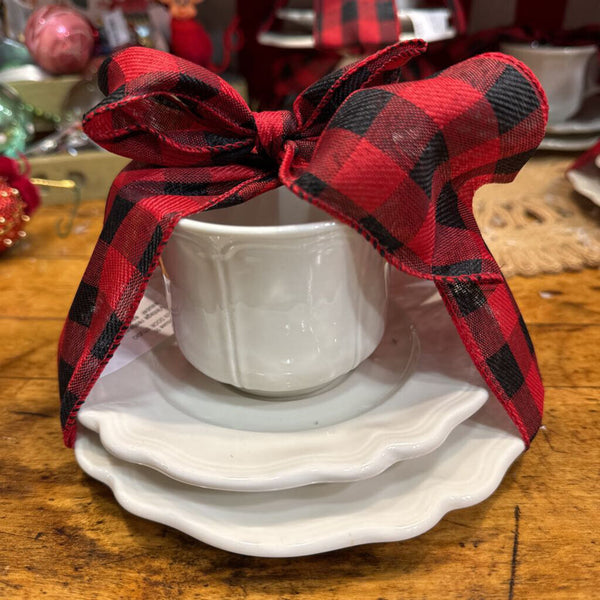 Vintage restaurant ware cup and saucer and small plate red cliff ironstone each with bow