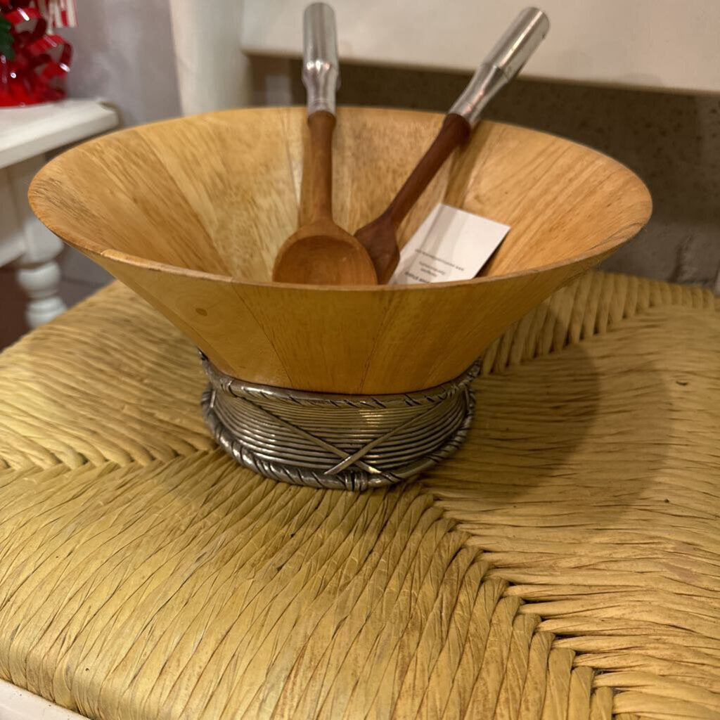 Vintage salad bowl and fork and spoon set