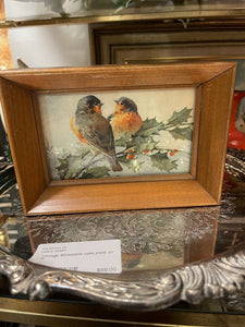 Vintage framed bird print as is