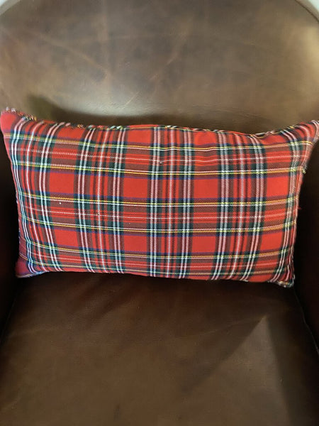 Cream Pillow w/ Stockings and Plaid Back