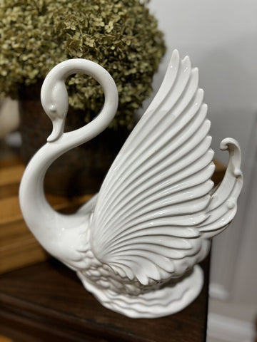 Vintage 1950's White Swan TV Lamp Planter Maddox Of California 12"