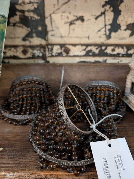 3 antique beaded shades