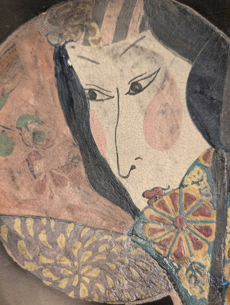 2 Japanese handpainted plates man and woman