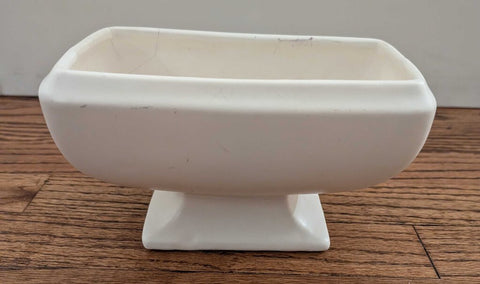 Vintage Creamy White Footed Pottery Planter 9x5