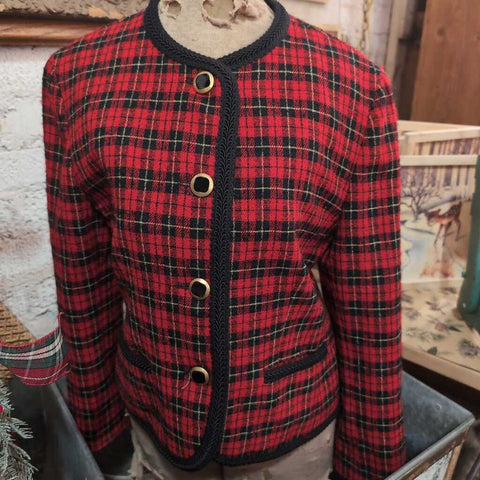 Vintage Red Plaid Pendleton Wool Jacket - sz 8