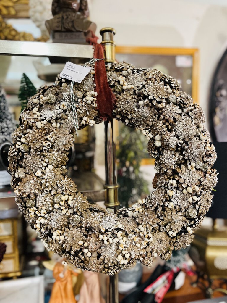 Handmade pine cone wreath