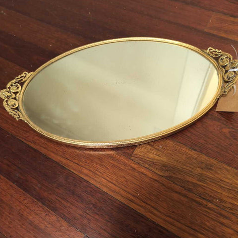 Vintage Gold Oval Dresser Vanity Mirror