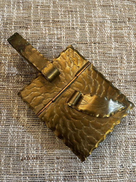 Vtg Brass Crumb Catcher/Note Card Holder