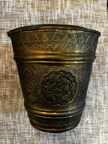 Antique Eastern Superb Copper Bucket w/ Embossed Design