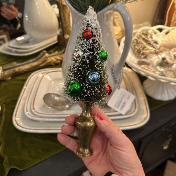 HOLIDAY TREE IN BRASS VASE 9 1/4"