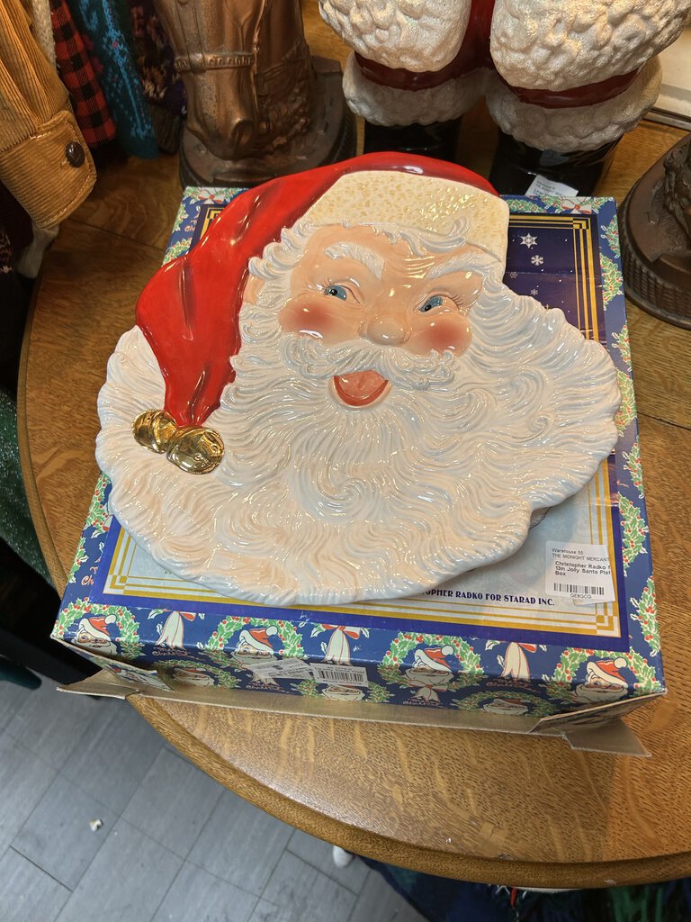 Christopher Radko for Shiny Brite 13in Jolly Santa Platter w/ Original Box