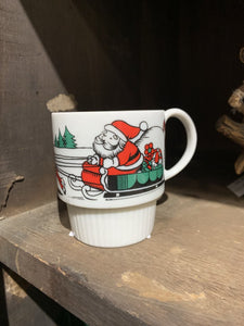 Vintage Santa & Reindeer Japan Coffee Mug