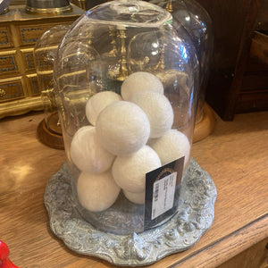 Cloche and Pewter Base with 13 snowballs