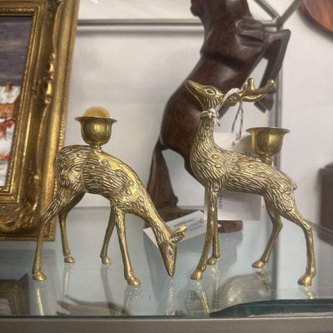 Brass Deer Candlesticks