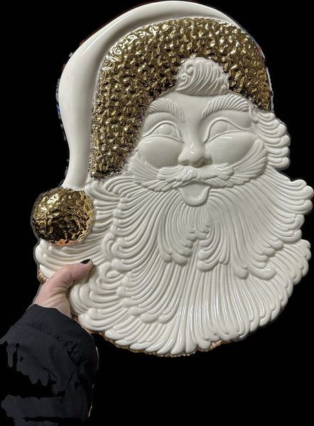 White and gold Santa platter IN STORE PICK UP ONLY