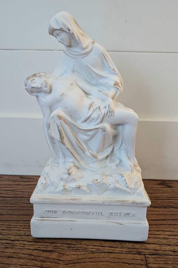 Vintage Our Sorrowful Mother Chalk Ware Statue 7x13