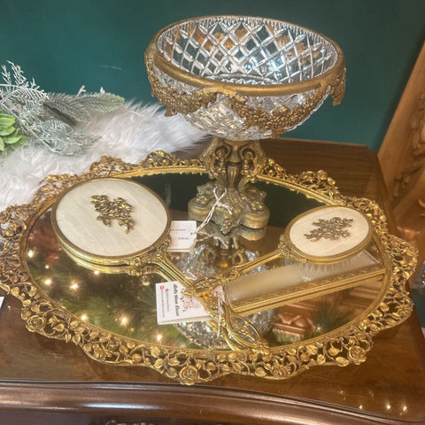 Vint Brass Ornate Vanity Mirror 21x15"