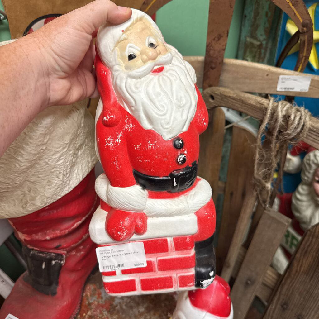 Vintage Santa in chimney blow mold