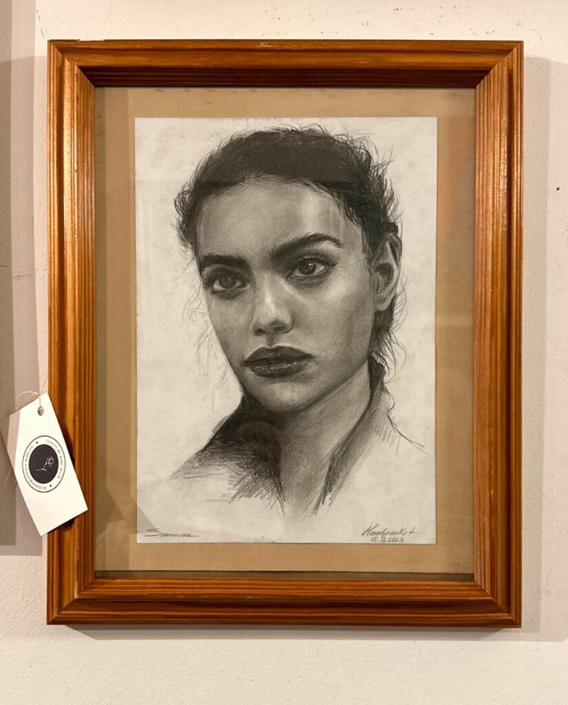 Signed Pencil portrait framed