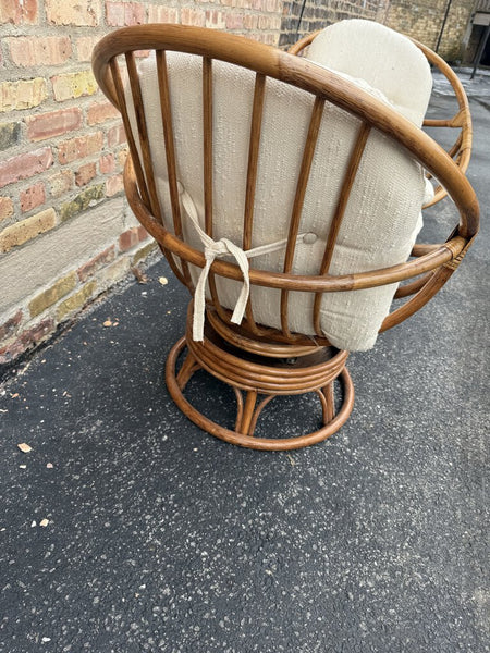 Pair of Rattan Papasan Rock/Swivel Chairs W1633 In Store Pick Up