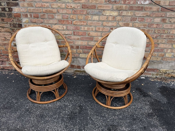 Pair of Rattan Papasan Rock/Swivel Chairs W1633 In Store Pick Up