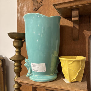 Tall large McCoy teal vase