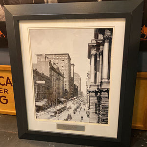 Framed B/W pint of Chicago Randolph st 1900 29x24in