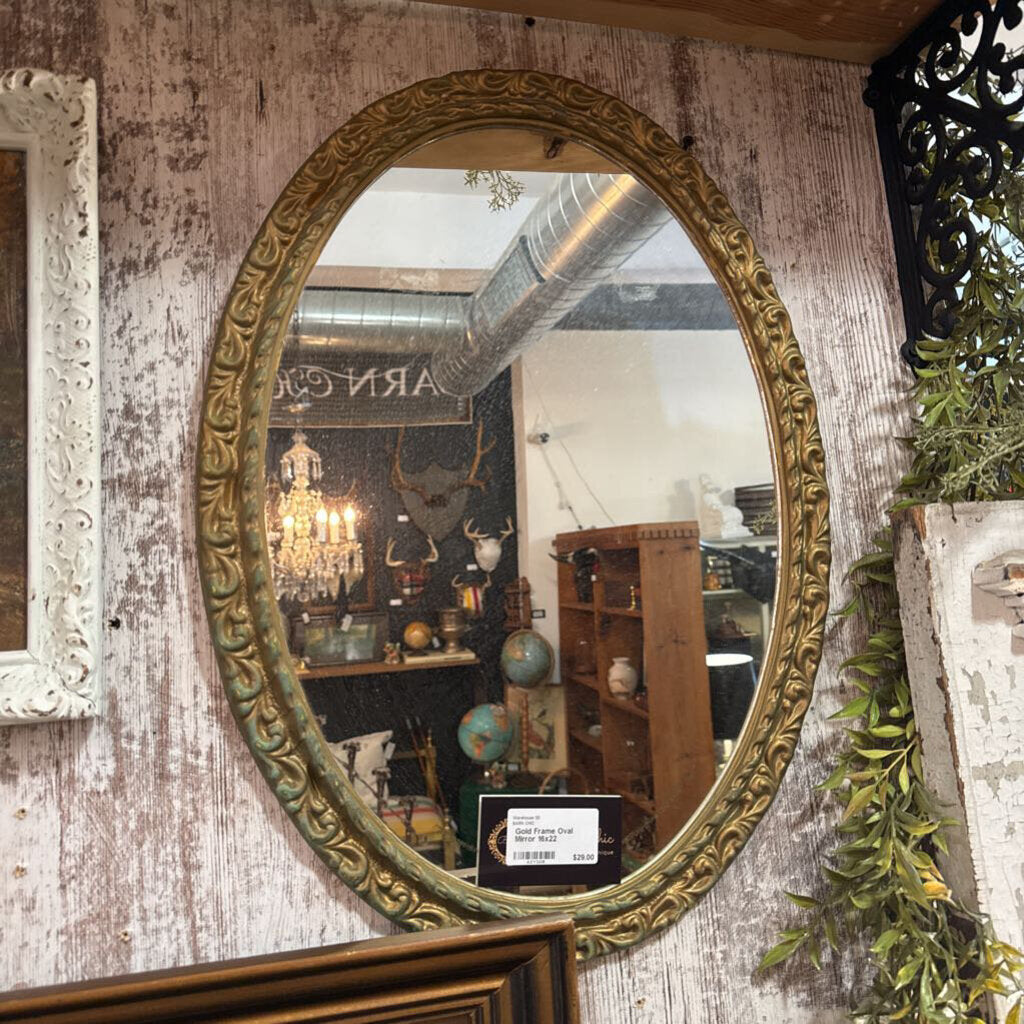 Gold Frame Oval Mirror 16x22