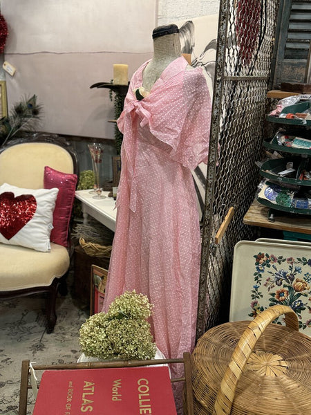 Vintage pink Swiss dot dress (as found)
