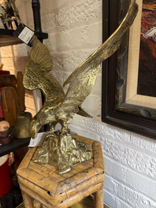 Large Brass Eagle on Rock 12"x 12" W1665