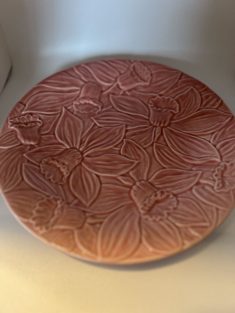 Bordallo Pinheiro pink rose plate, rare